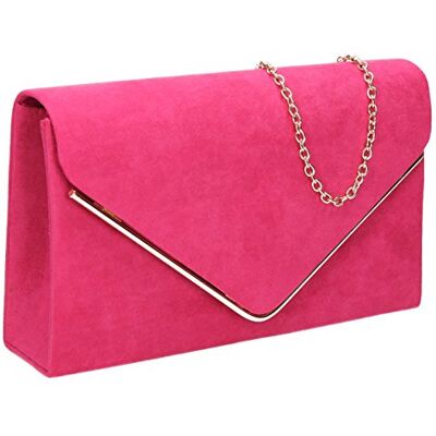 SwankySwans Oscar Envelope Suede Velvet Party Prom Clutch Bag Taška, Růžová (Fuschia 03) SwankySwans Oscar Envelope Suede Velvet Party Prom Clutch Bag Taška, Růžová (Fuschia 03)