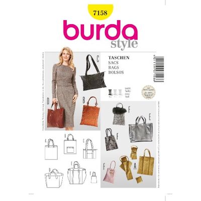 burdastyle burda style střih dámská taška, Shopper #7158 burdastyle burda style střih dámská taška, Shopper #7158