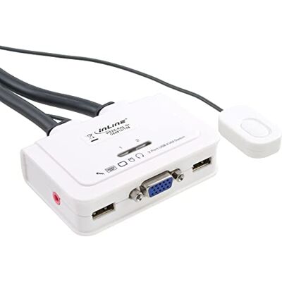 InLine 60613I KVM Switch, 2 přihrádky, VGA, USB, s audio, integr. Kabel InLine 60613I KVM Switch, 2 přihrádky, VGA, USB, s audio, integr. Kabel