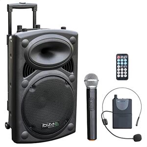 Ibiza PORT12VHF-BT 12"/30 cm přenosný, akumulátorový reproduktor BT-PA – max. 700 W / 350 W RMS – karaoke s 2 VHF mikro součástí dodávky (ruční + headset) – TWS – USB, SD, Rec, VOX – Trolley Ibiza PORT12VHF-BT 12"/30 cm přenosný, akumulátorový reproduktor BT-PA – max. 700 W / 350 W RMS – karaoke s 2 VHF mikro součástí dodávky (ruční + headset) – TWS – USB, SD, Rec, VOX – Trolley