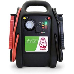 MAXTOOLS Pomocné startovací zařízení JS500 2200 A 22 Ah, ultra bezpečná, powerbanka pro auta a dodávky, pro 12V dieselové a benzínové motory, jumpstarter s LED světlem, USB přípojka a startovací kabel MAXTOOLS Pomocné startovací zařízení JS500 2200 A 22 Ah, ultra bezpečná, powerbanka pro auta a dodávky, pro 12V dieselové a benzínové motory, jumpstarter s LED světlem, USB přípojka a startovací kabel