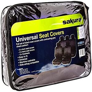 Sakura Potahy na sedadla Checks, kompletní sada s potahy pro opěrky, černá/bílá Sakura Potahy na sedadla Checks, kompletní sada s potahy pro opěrky, černá/bílá