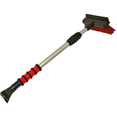Petex Škrabka na led se smetáčkem a gumovou stěrkou, teleskopická tyč vytahovací 58 až 91 cm, z hliníku, s měkkou rukojetí, model 4601, v červené barvě Petex Škrabka na led se smetáčkem a gumovou stěrkou, teleskopická tyč vytahovací 58 až 91 cm, z hliníku, s měkkou rukojetí, model 4601, v červené barvě