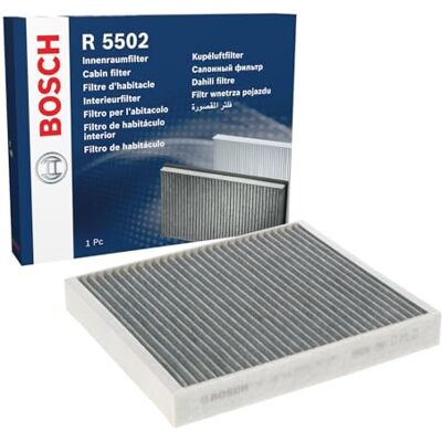 Bosch Vnitřní filtr R5502 s aktivním uhlím filtruje pachy, pyl a prach náhradní filtr pro lepší kvalitu vzduchu v interiéru vozidla Bosch Vnitřní filtr R5502 s aktivním uhlím filtruje pachy, pyl a prach náhradní filtr pro lepší kvalitu vzduchu v interiéru vozidla