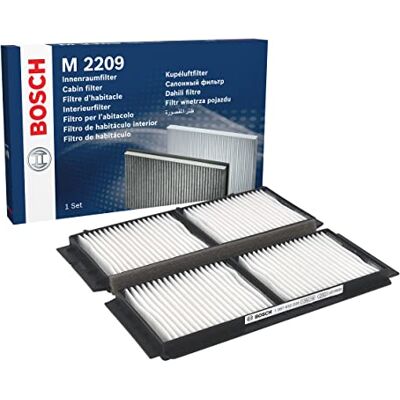 Bosch M2209 standardní interiérový filtr filtruje pyl a prach náhradní filtr pro lepší kvalitu vzduchu v interiéru vozidla sada se 2 filtry Bosch M2209 standardní interiérový filtr filtruje pyl a prach náhradní filtr pro lepší kvalitu vzduchu v interiéru vozidla sada se 2 filtry