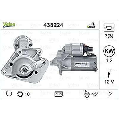 Valeo 438224 Starter Jmenovitý výkon: 1,2 kW Stop & start: NO počet zubů: 10 zubů napětí: 12 V Směr otáčení: CLOCKWISE Valeo 438224 Starter Jmenovitý výkon: 1,2 kW Stop & start: NO počet zubů: 10 zubů napětí: 12 V Směr otáčení: CLOCKWISE