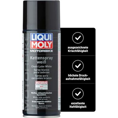 Liqui Moly Sprej na řetěz Motorbike bílý 400 ml Mazivo na motocykl bez mědi Č. výr.: 1591 Liqui Moly Sprej na řetěz Motorbike bílý 400 ml Mazivo na motocykl bez mědi Č. výr.: 1591