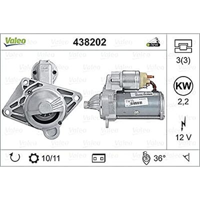 Valeo 438202 startér jmenovitý výkon: 2,2 kW Stop & start: NO počet zubů: 10 zubů napětí: 12 V směr otáčení: CLOCKWISE Valeo 438202 startér jmenovitý výkon: 2,2 kW Stop & start: NO počet zubů: 10 zubů napětí: 12 V směr otáčení: CLOCKWISE