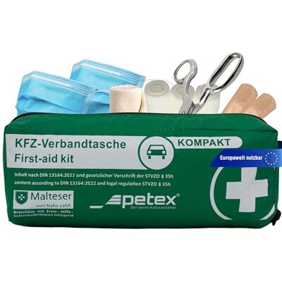 Petex Lékárnička na autolékárničku, zelená, kompaktní, aktuální norma 2022, obsah podle DIN 13164: 2022 Petex Lékárnička na autolékárničku, zelená, kompaktní, aktuální norma 2022, obsah podle DIN 13164: 2022