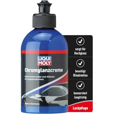 Liqui Moly Péče o lak chrom lesklý krém, č. výr. 1529 I 250 ml Chromová leštěnka Auto k čištění & péče o chrom I Odstraňuje slepá místa a rez z chromových dílů I dlouhodobá ochrana proti korozi & lesk Liqui Moly Péče o lak chrom lesklý krém, č. výr. 1529 I 250 ml Chromová leštěnka Auto k čištění & péče o chrom I Odstraňuje slepá místa a rez z chromových dílů I dlouhodobá ochrana proti korozi & lesk