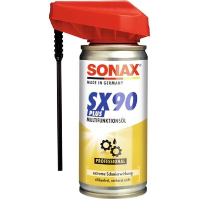SONAX SX90 PLUS multifunkční olej se sprejem Easy-Spray (100 ml) pro všechny účely jako rozpouštědla rzi, maziva, ochrana proti korozi a tečení oleje č. výr. 04741000 SONAX SX90 PLUS multifunkční olej se sprejem Easy-Spray (100 ml) pro všechny účely jako rozpouštědla rzi, maziva, ochrana proti korozi a tečení oleje č. výr. 04741000