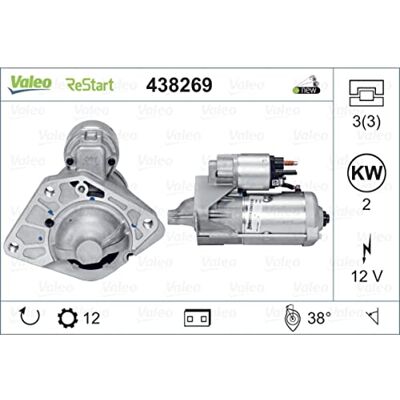 Valeo 438269 startér jmenovitý výkon: 2 kW Stop & start: YES počet zubů: 12 zubů napětí: 12 V směr otáčení: CLOCKWISE Valeo 438269 startér jmenovitý výkon: 2 kW Stop & start: YES počet zubů: 12 zubů napětí: 12 V směr otáčení: CLOCKWISE