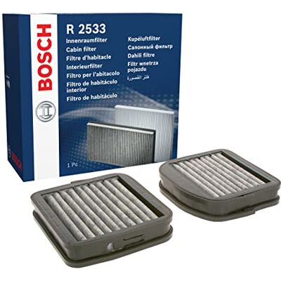 Bosch Vnitřní filtr R2533 s aktivním uhlím filtruje pachy, pyl a prach náhradní filtr pro lepší kvalitu vzduchu v interiéru vozidla sada se 2 filtry Bosch Vnitřní filtr R2533 s aktivním uhlím filtruje pachy, pyl a prach náhradní filtr pro lepší kvalitu vzduchu v interiéru vozidla sada se 2 filtry