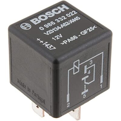 Bosch 0986332022 Mini-Relais 12V 60A, IP5K4, Betriebstemperatur von -40° C bis 85° C, Wechselrelais, 5 Pin Relais Bosch 0986332022 Mini-Relais 12V 60A, IP5K4, Betriebstemperatur von -40° C bis 85° C, Wechselrelais, 5 Pin Relais