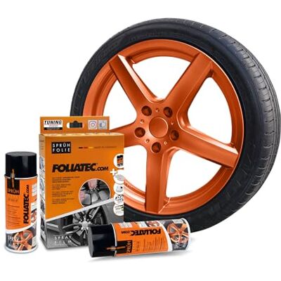 Foliatec Stříkací fólie na auto ráfková fólie sprej sada na 4 ráfky, odstranitelná, dobrá krycí síla, měděná metalická matná, 2x 400 ml Foliatec Stříkací fólie na auto ráfková fólie sprej sada na 4 ráfky, odstranitelná, dobrá krycí síla, měděná metalická matná, 2x 400 ml