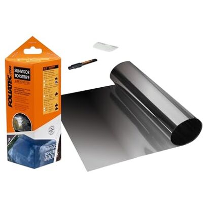 Foliatec SUNVISOR reflexní stínící proužky tónovací fólie sluneční klín čelní sklo fólie se stylovým barevným přechodem, černá, 20 x 150 cm Foliatec SUNVISOR reflexní stínící proužky tónovací fólie sluneční klín čelní sklo fólie se stylovým barevným přechodem, černá, 20 x 150 cm