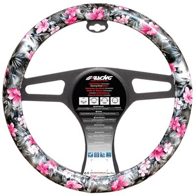 Simoni Racing CVT/36 potah na volant, květiny, černý Simoni Racing CVT/36 potah na volant, květiny, černý