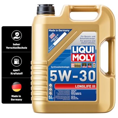 Liqui Moly Longlife III 5W-30 5 L technologie syntézy motorový olej výr. č.: 20647, bezbarvý Liqui Moly Longlife III 5W-30 5 L technologie syntézy motorový olej výr. č.: 20647, bezbarvý