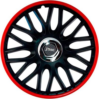 J-Tec 4 x kryty kol Orden, barva červená/černá, 14, červená/černá J-Tec 4 x kryty kol Orden, barva červená/černá, 14, červená/černá