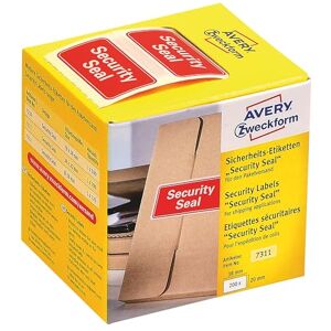 Avery Bezpečnostní pečeť VOID 7311 Security Seal (jasně červená, 38 x 20 mm, 200 kusů na roli) v kartonovém dávkovači Avery Bezpečnostní pečeť VOID 7311 Security Seal (jasně červená, 38 x 20 mm, 200 kusů na roli) v kartonovém dávkovači