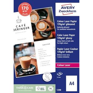 Avery Zboží 1298 Business Colour Laser papír (150 listů, 170 g/m², DIN A4, lesklý papír do tiskárny, oboustranně povrstvený, odolný proti rozmazání, letákový papír pro laserové tiskárny & Avery Zboží 1298 Business Colour Laser papír (150 listů, 170 g/m², DIN A4, lesklý papír do tiskárny, oboustranně povrstvený, odolný proti rozmazání, letákový papír pro laserové tiskárny &