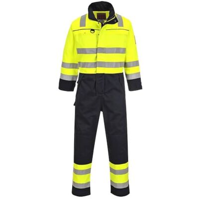 Portwest FR60 Multinorm Výstražný ochranný overal kapsy na koleno trojitý šev Portwest FR60 Multinorm Výstražný ochranný overal kapsy na koleno trojitý šev