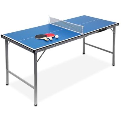 Relaxdays skládací stolní tenis, HBT: 71 x 150 x 67 cm, přenosný, síť, míče, raketa, venkovní, MDF, kov, modrá Relaxdays skládací stolní tenis, HBT: 71 x 150 x 67 cm, přenosný, síť, míče, raketa, venkovní, MDF, kov, modrá
