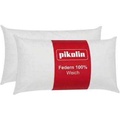 PIKOLIN Polštář 90 x 40 cm – 2 ks v balení, polštář pro spaní na břiše, hypoalergenní výplň ze 100% čisté bavlny, ošetření proti roztočům, nízká pevnost PIKOLIN Polštář 90 x 40 cm – 2 ks v balení, polštář pro spaní na břiše, hypoalergenní výplň ze 100% čisté bavlny, ošetření proti roztočům, nízká pevnost