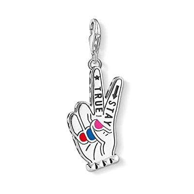 THOMAS SABO Přívěsek Stay True 925 sterlingové stříbro, červená, černá, modrá, růžový smaltovaný THOMAS SABO Přívěsek Stay True 925 sterlingové stříbro, červená, černá, modrá, růžový smaltovaný