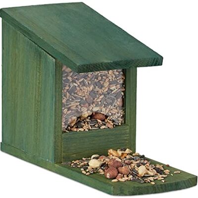 Relaxdays Krmítko veverky, krmítko pro veverky, k postavení, dřevo, V x Š x H 17,5 x 12 x 25 cm, tmavě zelená Relaxdays Krmítko veverky, krmítko pro veverky, k postavení, dřevo, V x Š x H 17,5 x 12 x 25 cm, tmavě zelená