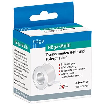 Höga Multi, transparentní náplast na sešívání a fixaci 2,5 cm x 5 m 2 kusy (balení 1 ks) Höga Multi, transparentní náplast na sešívání a fixaci 2,5 cm x 5 m 2 kusy (balení 1 ks)
