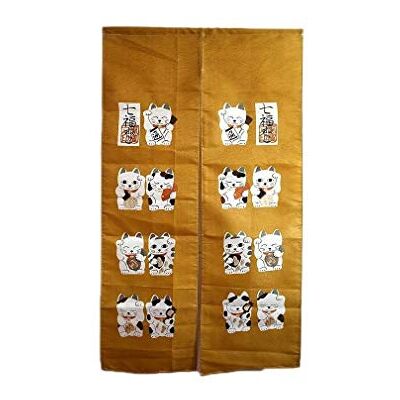 lachineuse Noren Japanische Katze Maneki Neko – japanischer Vorhang Katze Nie – Dekoration für Tür & Wände – Wandteppich – 84 x 144 cm – traditionelles Japanisches Bild – Farbe Gelb & Gold lachineuse Noren Japanische Katze Maneki Neko – japanischer Vorhang Katze Nie – Dekoration für Tür & Wände – Wandteppich – 84 x 144 cm – traditionelles Japanisches Bild – Farbe Gelb & Gold