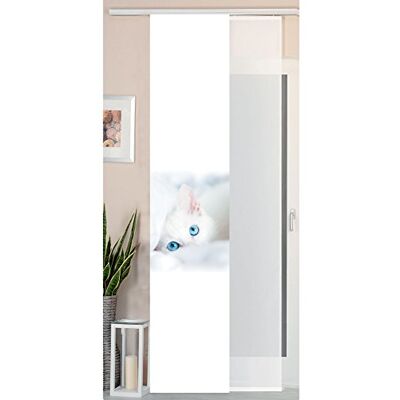 Gardinenbox Sada 2 ks posuvných závěsů panelový závěs vzhled divokého hedvábí a voál panel, 245 x 45, kočka, 80400 Gardinenbox Sada 2 ks posuvných závěsů panelový závěs vzhled divokého hedvábí a voál panel, 245 x 45, kočka, 80400