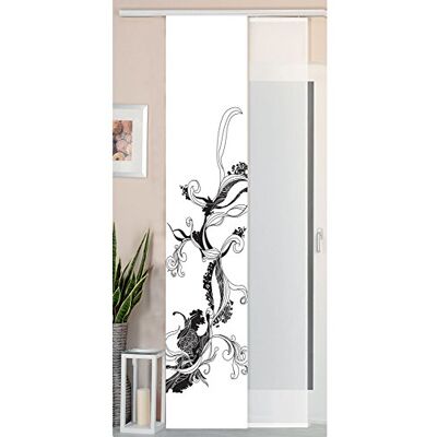 Gardinenbox 2dílná sada posuvných závěsů plošný závěs vzhled divokého hedvábí a voál panel, 245 x 45, Flower Tattoo, 80400 Gardinenbox 2dílná sada posuvných závěsů plošný závěs vzhled divokého hedvábí a voál panel, 245 x 45, Flower Tattoo, 80400