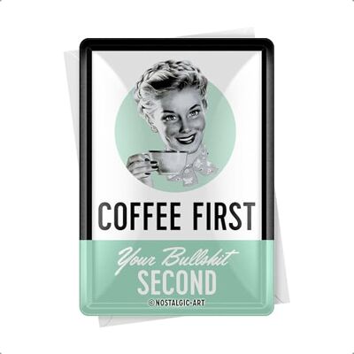 ART Retro plechová pohlednice, 10 x 14 cm, Coffee First ART Retro plechová pohlednice, 10 x 14 cm, Coffee First