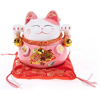 lachineuse – Maneki Neko kočka – japonská figurka pro štěstí – růžová lachineuse – Maneki Neko kočka – japonská figurka pro štěstí – růžová