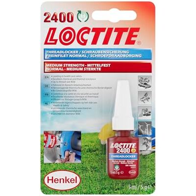 Loctite Pojistka šroubu 2400, lepidlo na šrouby pro zajištění šroubů, středně pevné zajištění šroubů pro všechny kovové závitové spoje, bez označení, 1 x 5 ml Loctite Pojistka šroubu 2400, lepidlo na šrouby pro zajištění šroubů, středně pevné zajištění šroubů pro všechny kovové závitové spoje, bez označení, 1 x 5 ml
