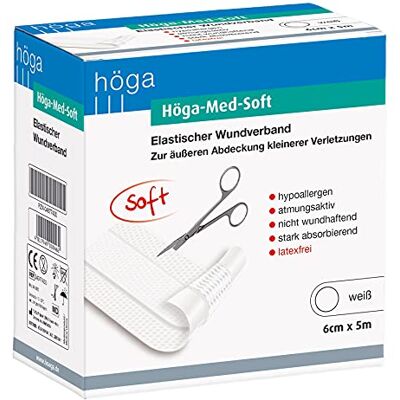 Höga Med-Soft elastický obvaz na rány – 5 m × 6 cm – náplast na rány, hypoalergenní, prodyšná, nelepí se, silně absorbuje. Höga Med-Soft elastický obvaz na rány – 5 m × 6 cm – náplast na rány, hypoalergenní, prodyšná, nelepí se, silně absorbuje.