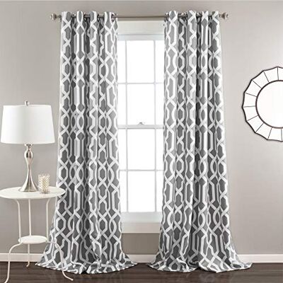Lush Decor Edward Trellis Vorhänge, lichtfilternd, Fensterpaneel-Set für Wohnzimmer, Esszimmer, Schlafzimmer, 1 Paar, grau, 132 cm B x 274 cm L Lush Decor Edward Trellis Vorhänge, lichtfilternd, Fensterpaneel-Set für Wohnzimmer, Esszimmer, Schlafzimmer, 1 Paar, grau, 132 cm B x 274 cm L