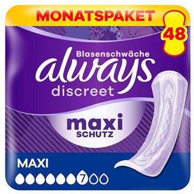 Discreet Vložky Maxi Comfort Měsíční balíček 48 vložek, 4 x 12 kusů Discreet Vložky Maxi Comfort Měsíční balíček 48 vložek, 4 x 12 kusů