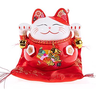 lachineuse Maneki Neko soška prasátka, 13 x 13 x 15 cm, červená lachineuse Maneki Neko soška prasátka, 13 x 13 x 15 cm, červená