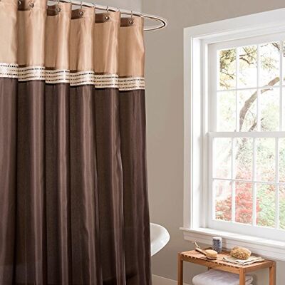 Lush Decor Terra Farbblock Duschvorhang Stoff gestreift neutral Badezimmer Dekor, Polyester, Braun und Beige, 72" W x 72" L (Pack of 1) Lush Decor Terra Farbblock Duschvorhang Stoff gestreift neutral Badezimmer Dekor, Polyester, Braun und Beige, 72" W x 72" L (Pack of 1)