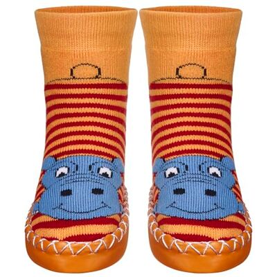 Playshoes Unisex dětské boty na chatu domácí obuv, Červený hroch Playshoes Unisex dětské boty na chatu domácí obuv, Červený hroch