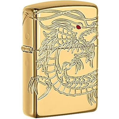 Zippo Zapalovač Chinese Dragon 360 Multicut Engraving & Epoxy Inlay Armor, High Polish Gold znovu použitelný odolný proti větru Made in USA Zippo Zapalovač Chinese Dragon 360 Multicut Engraving & Epoxy Inlay Armor, High Polish Gold znovu použitelný odolný proti větru Made in USA