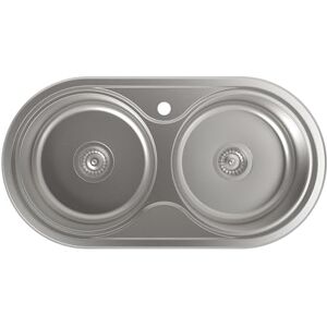 Cata R-2 AG Spüle 45x85 cm Doppeltes rundes Becken mit Dicke 0,08 cm und Tiefe 18 cm Edelstahlmaterial 90 cm Möbelinstallation Cata R-2 AG Spüle 45x85 cm Doppeltes rundes Becken mit Dicke 0,08 cm und Tiefe 18 cm Edelstahlmaterial 90 cm Möbelinstallation