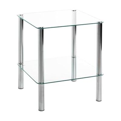 HAKU Servírovací stolek čtvercový chrom kov konferenční stolek se skleněnou deskou bezpečnostní sklo – rozměry: Š 39 cm x V 47 cm x H 39 cm, styl: Moderní HAKU Servírovací stolek čtvercový chrom kov konferenční stolek se skleněnou deskou bezpečnostní sklo – rozměry: Š 39 cm x V 47 cm x H 39 cm, styl: Moderní