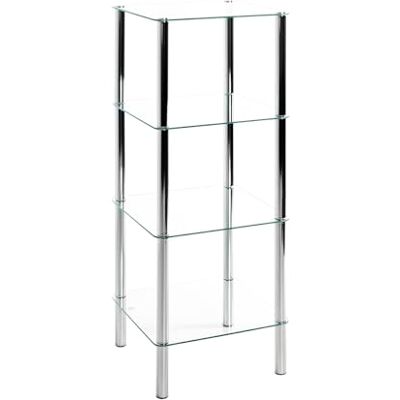 HAKU Regál chrom, kov, bezpečnostní sklo rozměry: Š 39 x V 107 x H 39 cm, Styl: moderní HAKU Regál chrom, kov, bezpečnostní sklo rozměry: Š 39 x V 107 x H 39 cm, Styl: moderní
