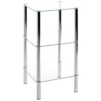 HAKU Regál chrom, kov, bezpečnostní sklo rozměry: Š 39 cm x V 77 cm x H 39 cm, Styl: moderní HAKU Regál chrom, kov, bezpečnostní sklo rozměry: Š 39 cm x V 77 cm x H 39 cm, Styl: moderní