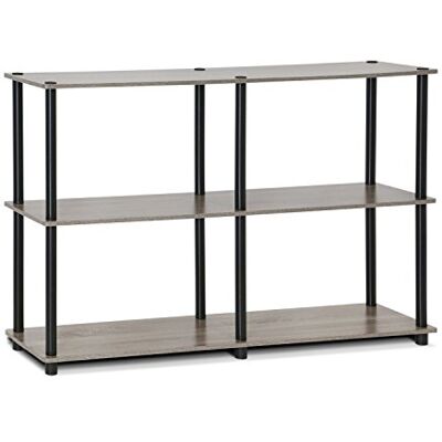 Furinno 3úrovňový víceúčelový regál, dřevo, francouzský dub šedý/černý, 29,46 x 119,89 x 74,93 cm Furinno 3úrovňový víceúčelový regál, dřevo, francouzský dub šedý/černý, 29,46 x 119,89 x 74,93 cm