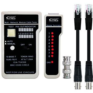Nano Cable Nanocable 10.31.0303 Profesionální tester pro RJ11/RJ12/RJ45 a koaxiální kabel Nano Cable Nanocable 10.31.0303 Profesionální tester pro RJ11/RJ12/RJ45 a koaxiální kabel